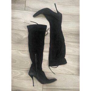 Luca Valentini Boots Woman Suede Black Above Knee 40
